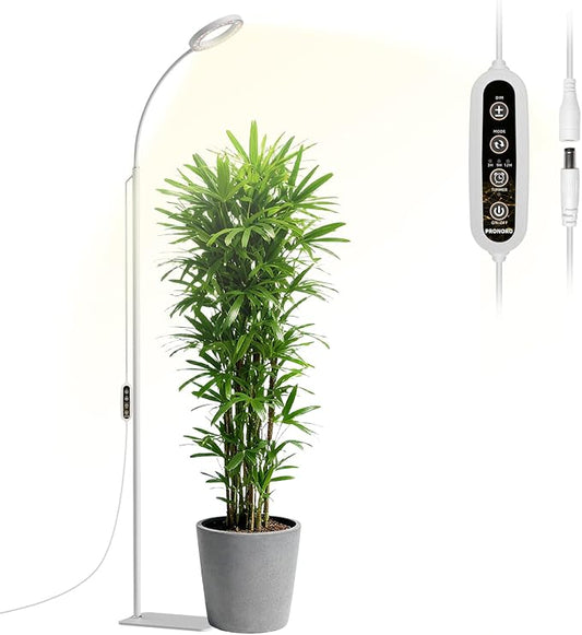 PRONORO Grow Light for Indoor Plants,Full Spectrum LED Grow Light,Standing Grow Light for Large Plants,Auto ON/Off Timer,6 Dimmable Levels,3 Spectrum Lighting Modes,Height Adjustable,20W