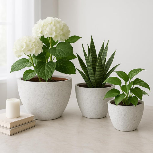 Sagebrook Home Set of 3 8/11/15" Lava Planters, White
