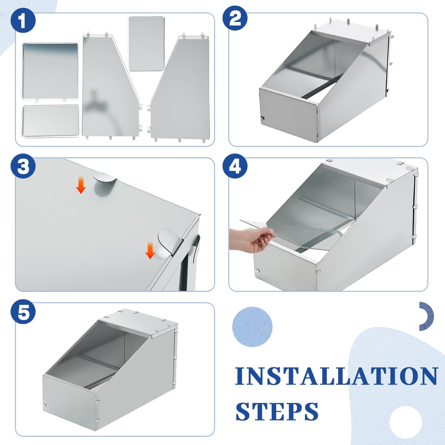 Maxcheck 2 Pcs Galvanized Metal Rabbit Nesting Box Bunny Small Animal Nest with Removable Acrylic Floor Durable Easy to Clean for Indoor Outdoor Use Homesteaders Rabbitry Supplies