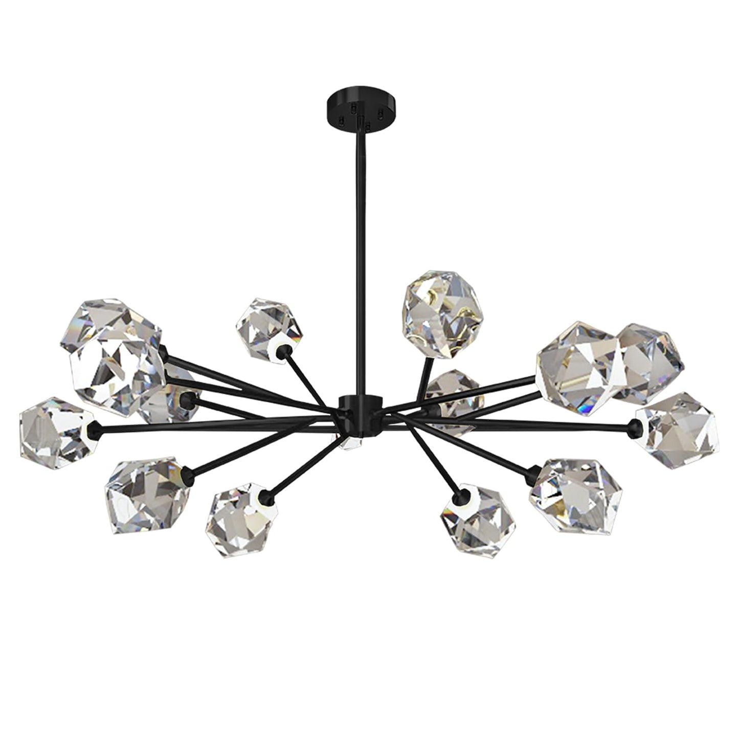 Modern Chandelier Ceiling Light Fixture Sputnik Crystal Chandeliers Black Farmhouse Chandelier Over Table 15-Light Height Adjustable Chandeliers for Dining Room, Living Room,Kitchen Island