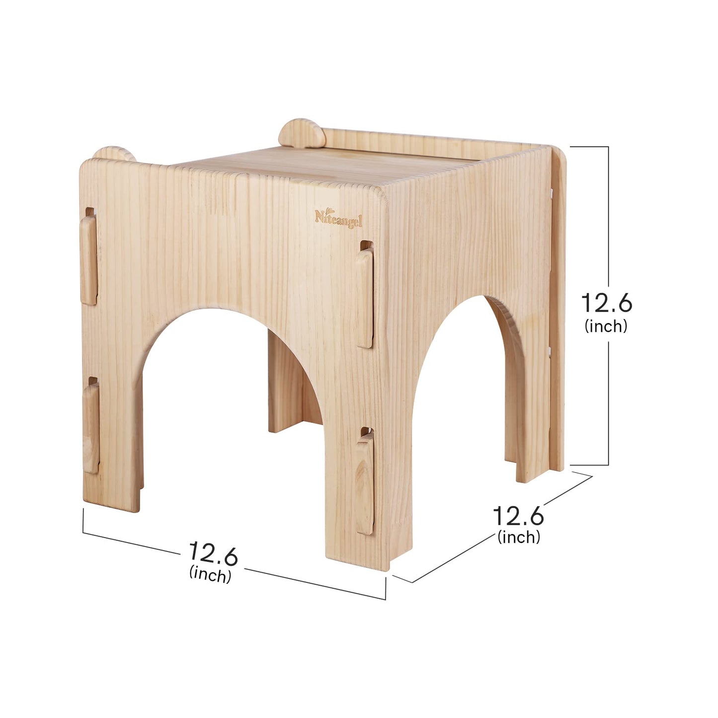 Niteangel Wooden Rabbit Castle and Hideout - Spacious and Breathable Bunny House Tunnel for Rabbit Chinchilla Guinea Pigs or Other Small-Sized Pets (Single-Layer Castle)