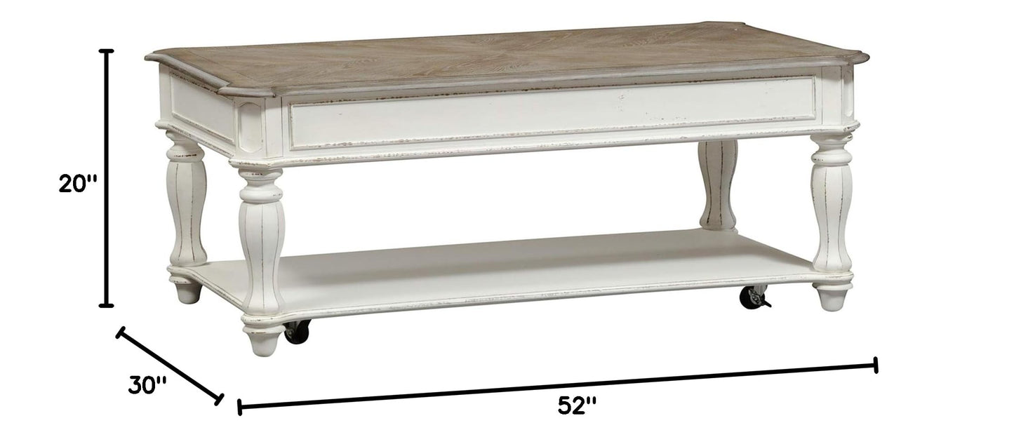 Liberty Furniture Industries Magnolia Manor Lift Top Cocktail Table, Antique White