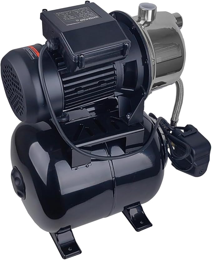 1.6HP Shallow Well Pump with Pressure Tank, 3400L/H, 110V,Stainless Steel Irrigation Jet Pump, 157.5F Centriffugal Pump, Automatic Water Booster Jet Pump for Home, Garden, Lawn