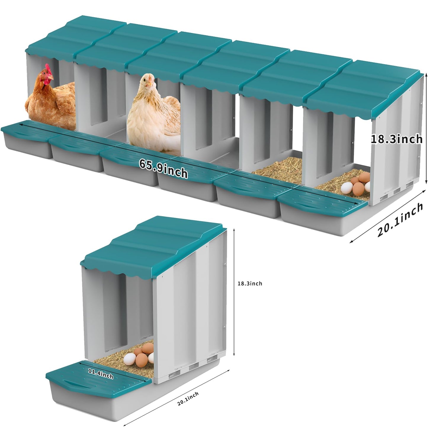 JELSVOP Nesting Boxes for Chickens, Chicken Nesting Boxes with Egg Collection & Perch for Easy Picking Protecting Eggs, Nesting Boxes for Laying Eggs with 6 Compartments