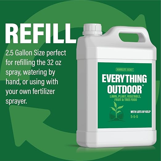 Humboldts Secret Everything Outdoor Plant Food - 5-5-5 Liquid Fertilizer with Kelp - All Purpose Plant, Vegetable, Fruit Tree and Lawn Fertilizer (2.5 Gallon Refill)