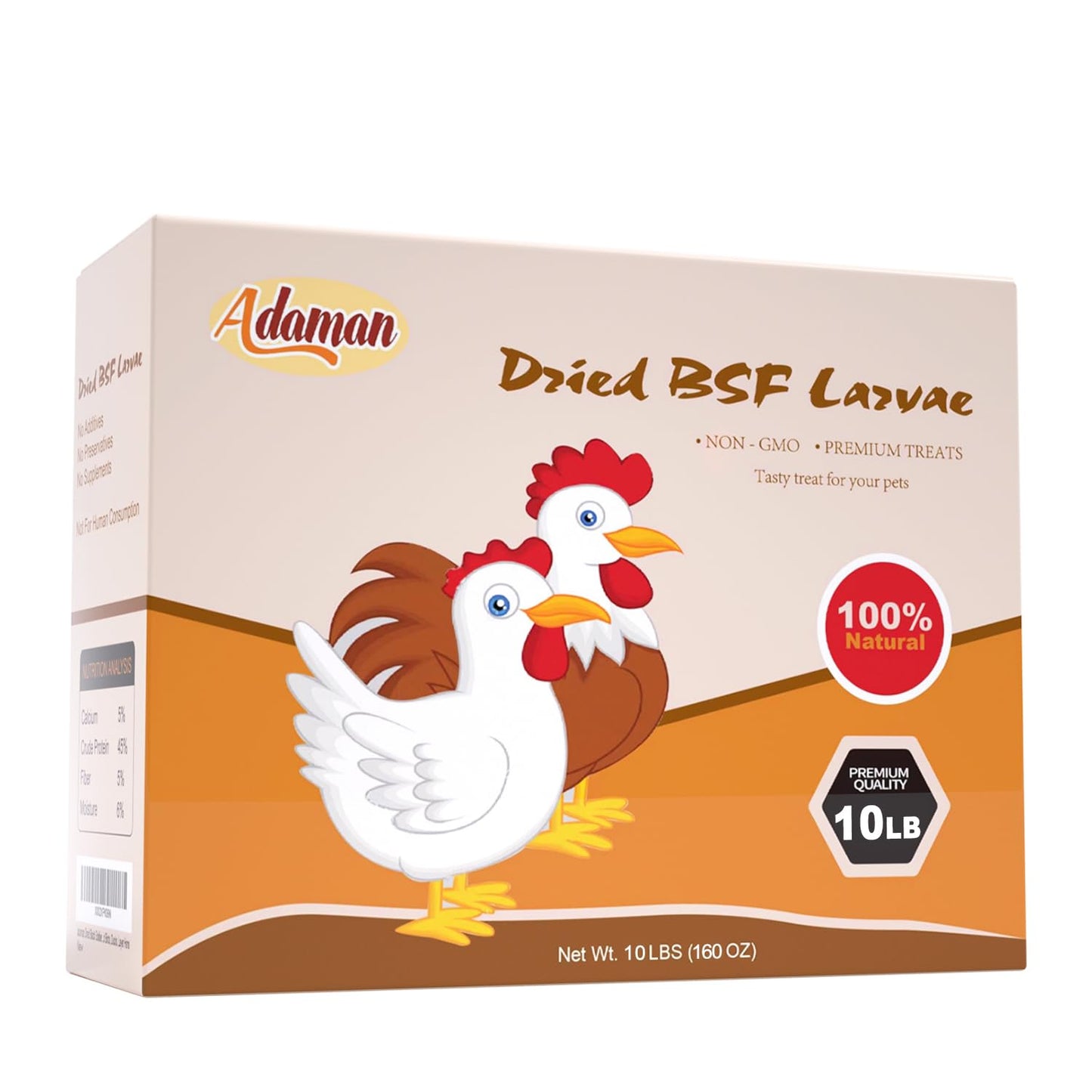 Adaman Dried Black Soldier Fly Larvae 10 LBS-100% Natural Non-GMO BSF Larvae-More Calcium Than Dried Mealworms High-Protein Chickens Treats, Food for Wild Birds, Ducks, Layer Hens