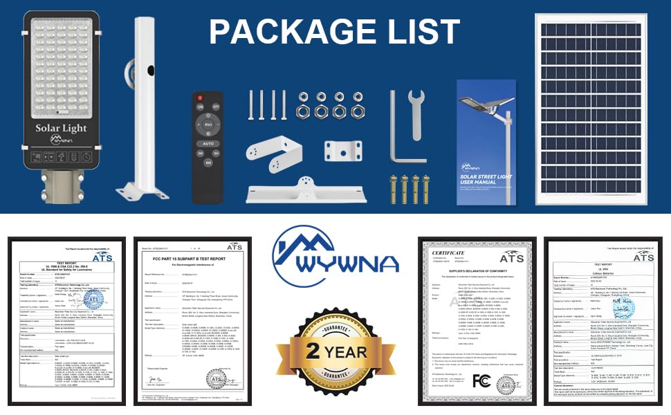 WYWNA 2 Pack 8000W +2PACK 6000W Solar Street Lights Outdoor - 6500K Solar Parking Lot Lights Commercial Dusk to Dawn, Heavy Duty Split Type LED Solar Street Light Remote Control