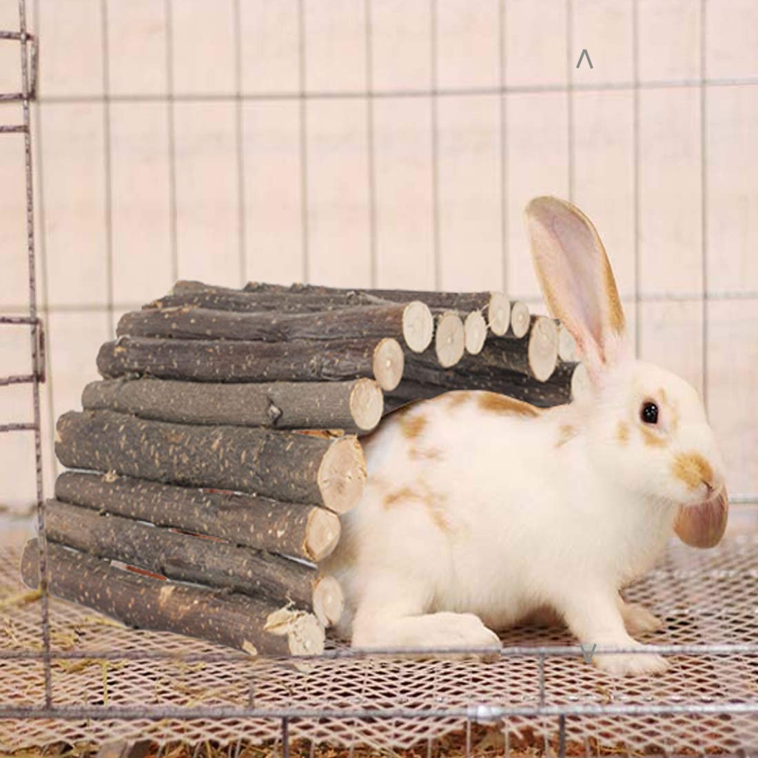 Hamiledyi Bunny Extra Large Ladder, 11.8 in X 20 in Wooden DIY Toy Rodents Chewing & Climbing Bridge Chinchillas Cage Tunnel/Hideout/Hut/Ramp/Divider for Small Animal Guinea Pig