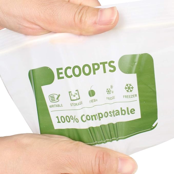 100% Compostable Snack Zip Bag | ECO-Friendly Small Storage Bags | Freezer Bag | Plant-Based BPA-free | Seal well for Cookie, Chips and Snack (1, Small)