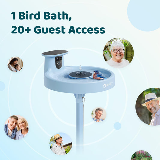Birdfy Smart Bird Bath with Camera Solar Powered & Fountain & Stand, Dual-Lens Camera for Wildbird Watching, Auto Capture Bird Videos & Motion Detection (AI Lifetime)