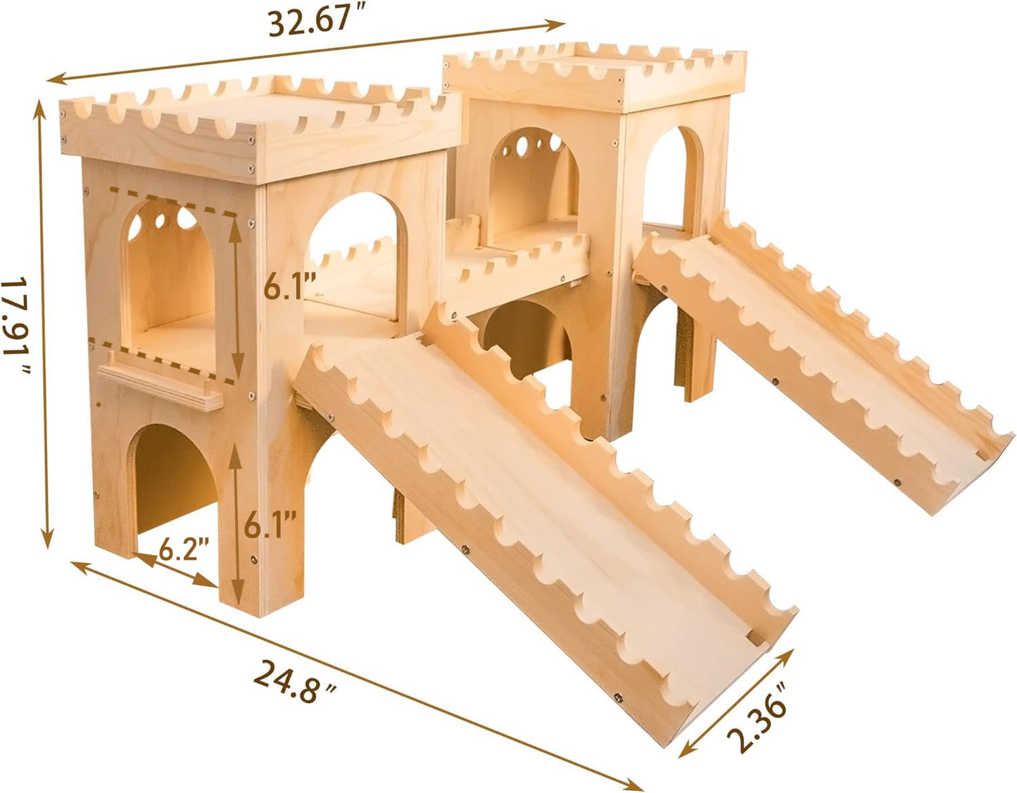 Extra Large Wooden Rabbit Castle Hideaway Tunnel and Bed Small Animal Hideaway Hut Solid Safe Construction Play Hideaway Hut for Rabbit Guinea Pig Chinchilla
