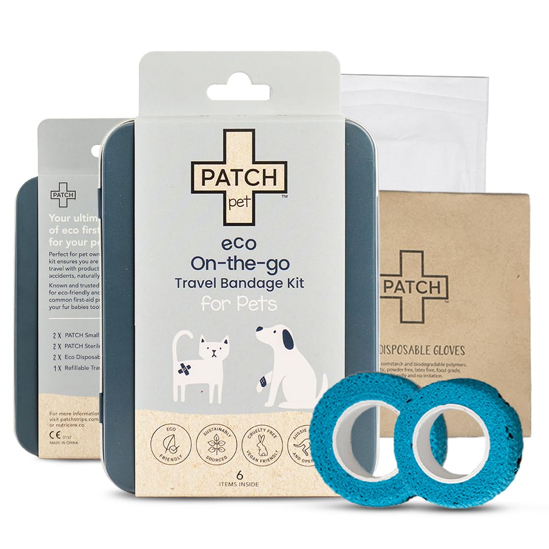 PATCH Eco Pet First Aid Kit for Dogs and Cats. Cat and Dog First Aid Kit with Bandages, Gauze Pads & Glove. Emergency Kit for Animals Including Puppy