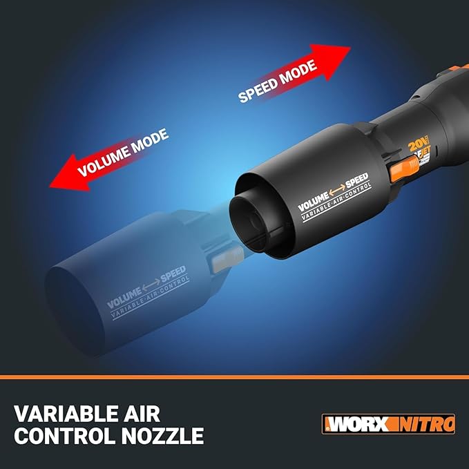 WORX Nitro WG543 20V Cordless Leaf Blower, Electric Blower with 410CFM & 130MPH, Blowers for Lawn Care with 3.8 Lbs, Battery & Charger Included