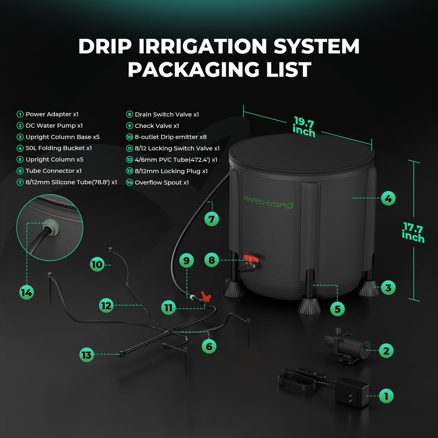 MARS HYDRO Auto Drip Irrigation Kits with iControl for Grow Tent, Smart Grow Room Controller, Smart Environmental with Temperature, Humidity, VPD,Timer, Cycle