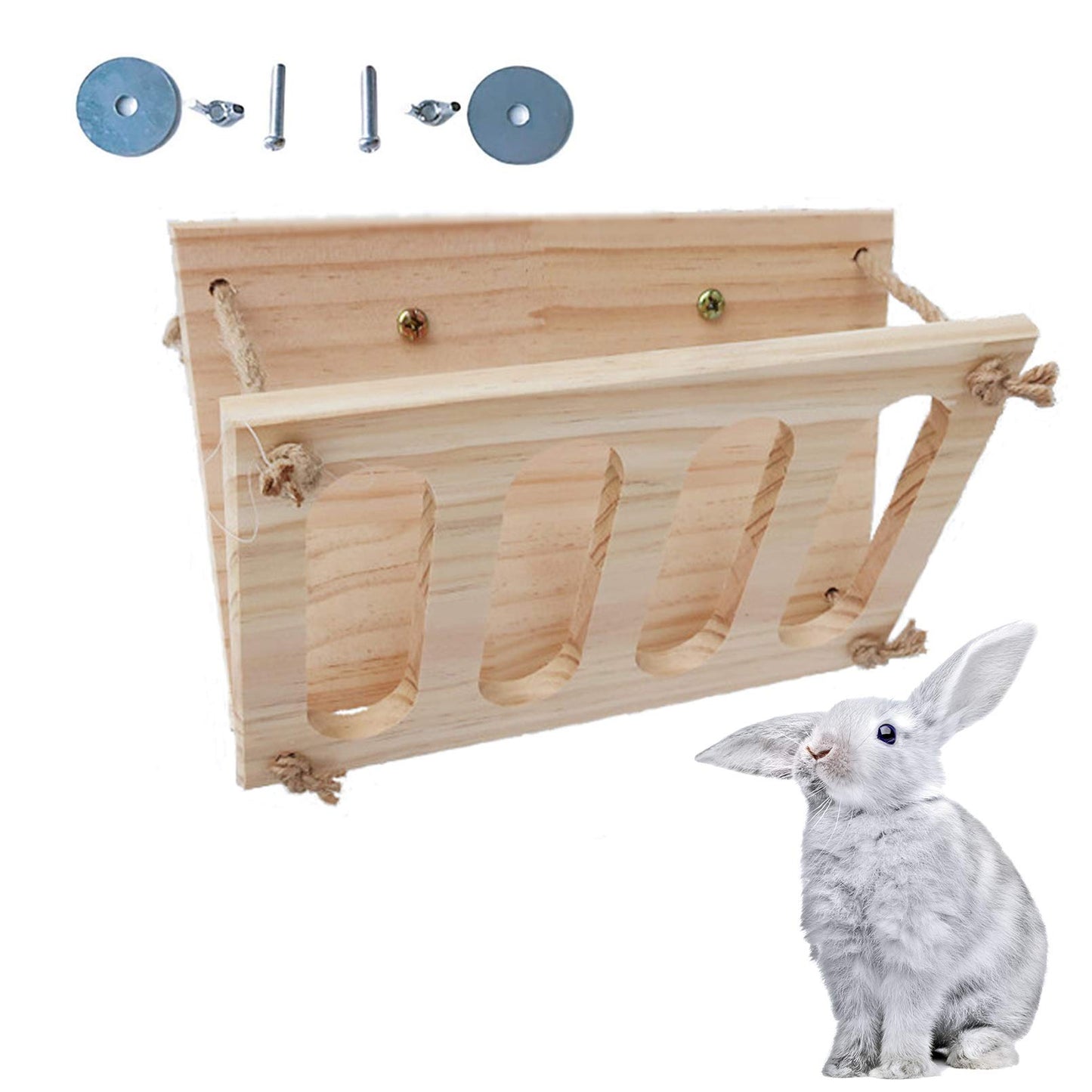 Tfwadmx Bunny Hay Feeder Rabbit Food Dispenser Small Animal Hay Feeder Chinchilla Hay Rack Wooden Hay Manger Rack Holder Minimizing Waste for Guinea Pig Chinchilla Hamster