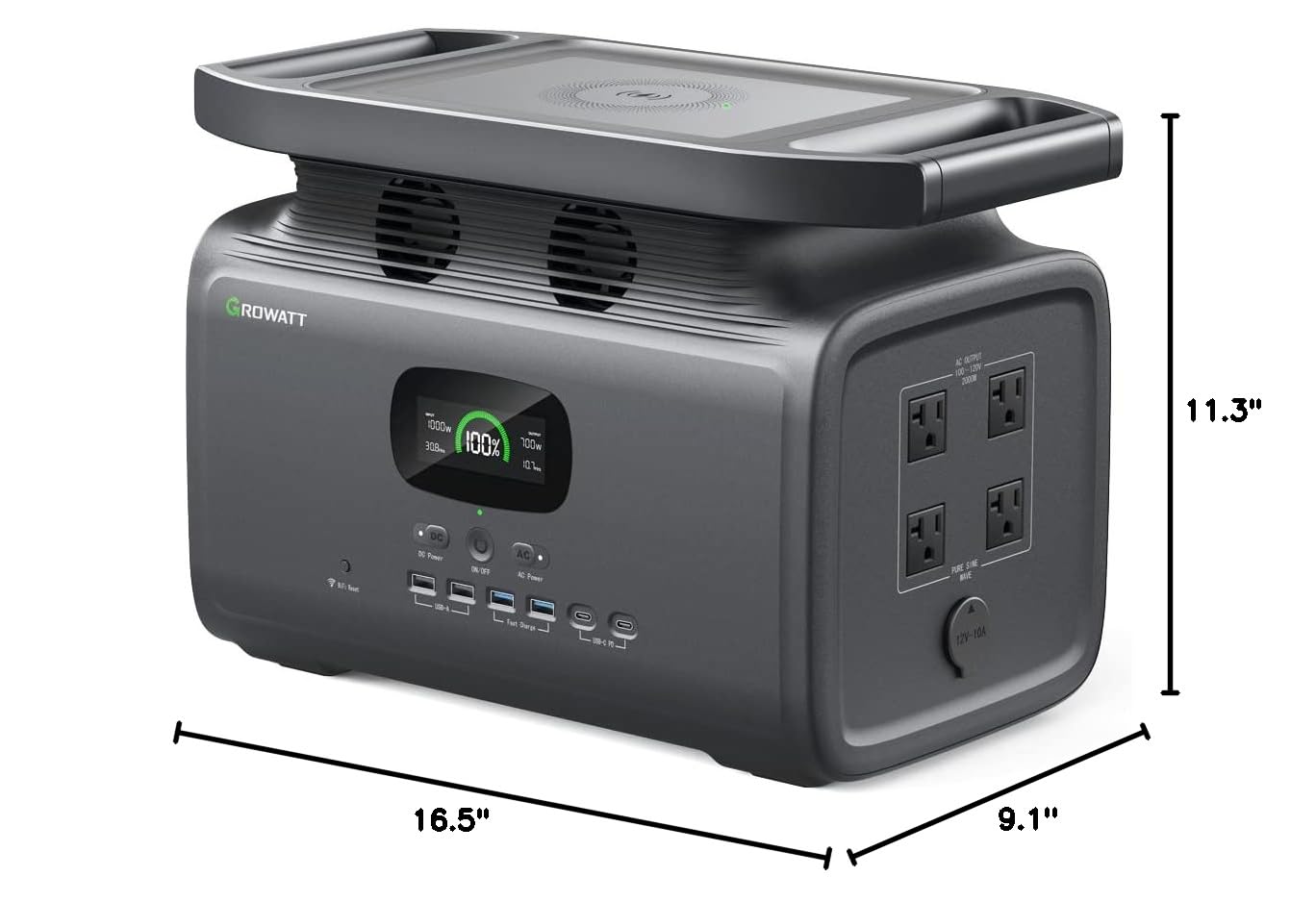 GROWATT Portable Power Station INFINITY 1500, Solar Generator, 1512Wh Large Capacity, 4 x 110V/2000W AC Outlets (4000W Peak), Fast Wall/Solar Charge, Emergency Power Backup for Home/Outdoor Camping/RV