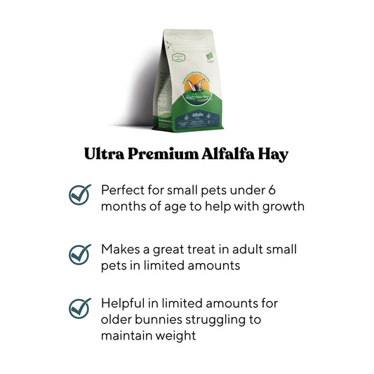 Rabbit Hole Hay - Ultra Premium Alfalfa Hay for Small Pets - 12 oz - Hand-Sorted & Fresh