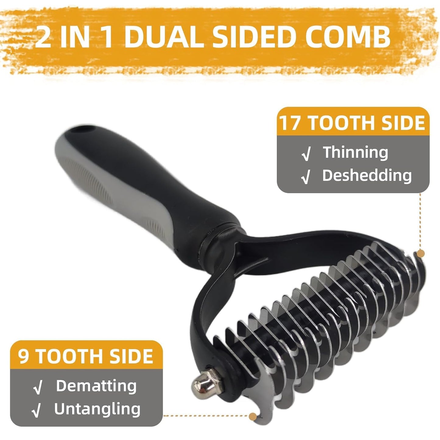 KUEIOX Dog Brush for Shedding,9 PCS in One Pet Slicker Hair Brush Kit with Pet Nail Clipper and File - Dog Cat Grooming Deshedding Undercoat Rake Brush Comb for All Small Large Dogs Cats Grey