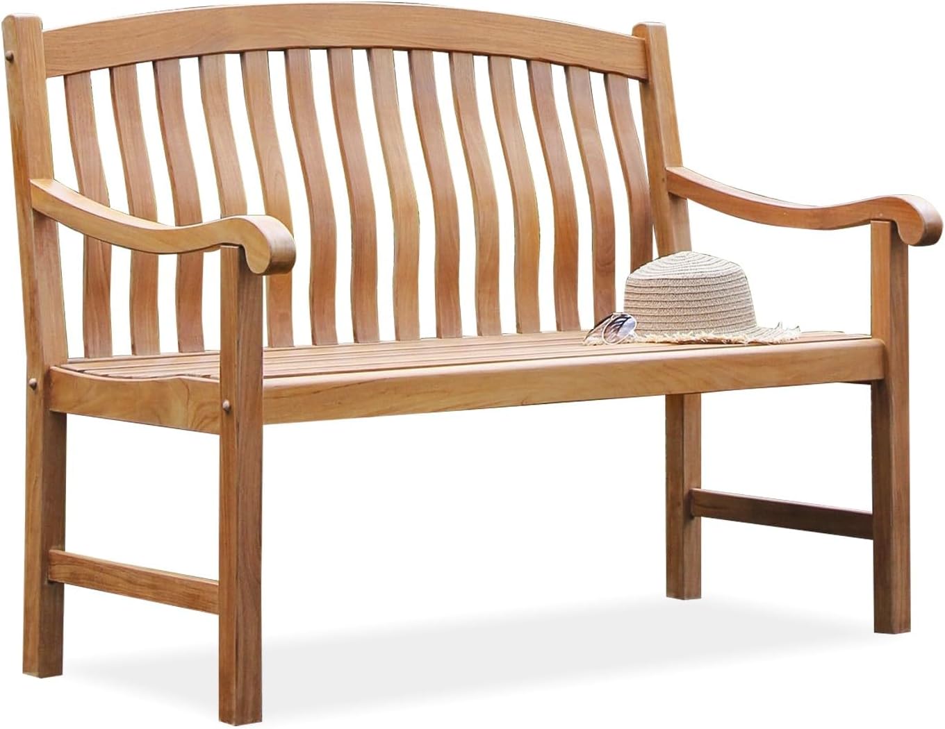 Cambridge Casual Arie 4-Foot Teak Wood Outdoor Garden Bench – Weather-Resistant Wooden Patio Bench for Porch, Deck, Lawn, Backyard, or Balcony – Stylish and Durable Seating