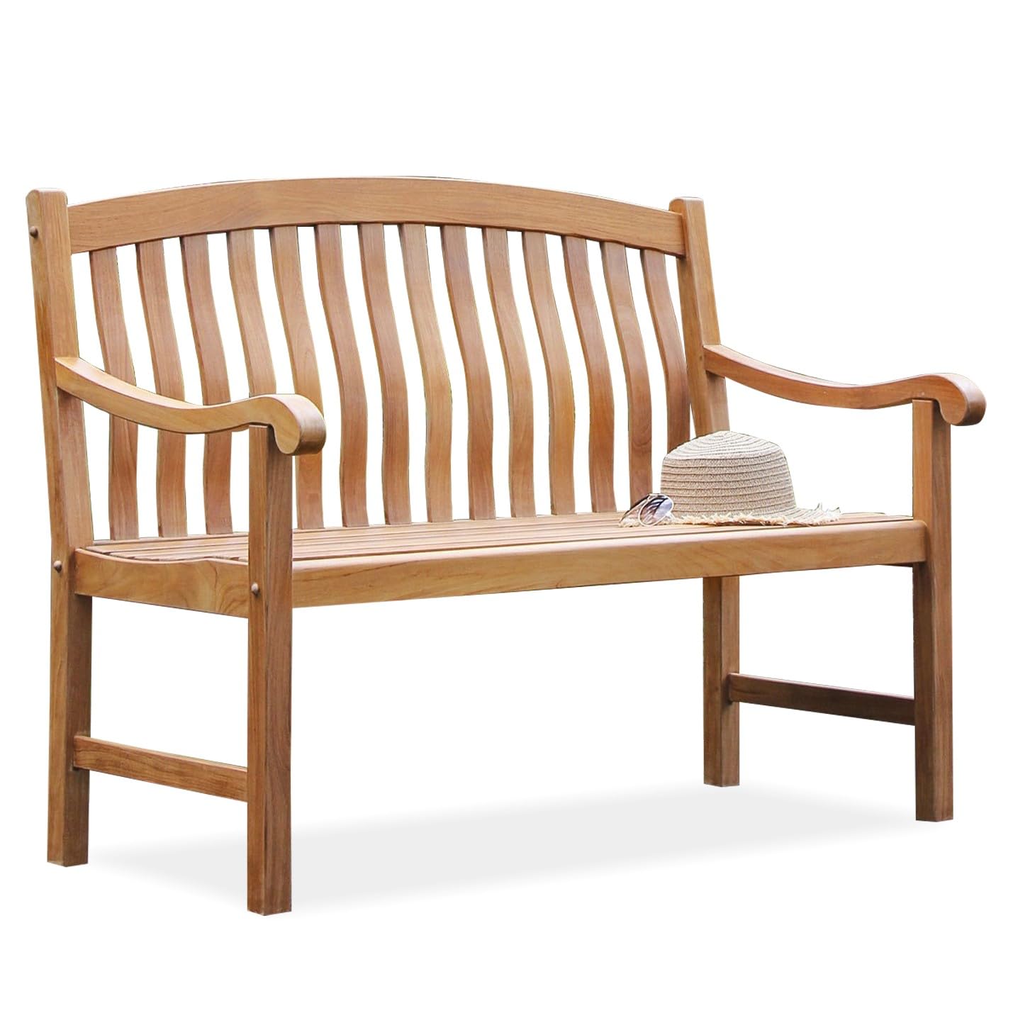 Cambridge Casual Arie 4-Foot Teak Wood Outdoor Garden Bench – Weather-Resistant Wooden Patio Bench for Porch, Deck, Lawn, Backyard, or Balcony – Stylish and Durable Seating