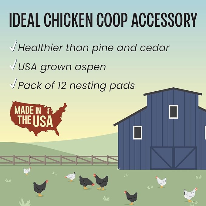 MagJo Premium Aspen 12 Pack Excelsior Nesting Liners (12 Pack), Chicken Bedding for Nesting Box, Nesting Pads Box Liners, Chicken Bedding for coop, Chick Bedding, USA Grown & Sustainably Harvested