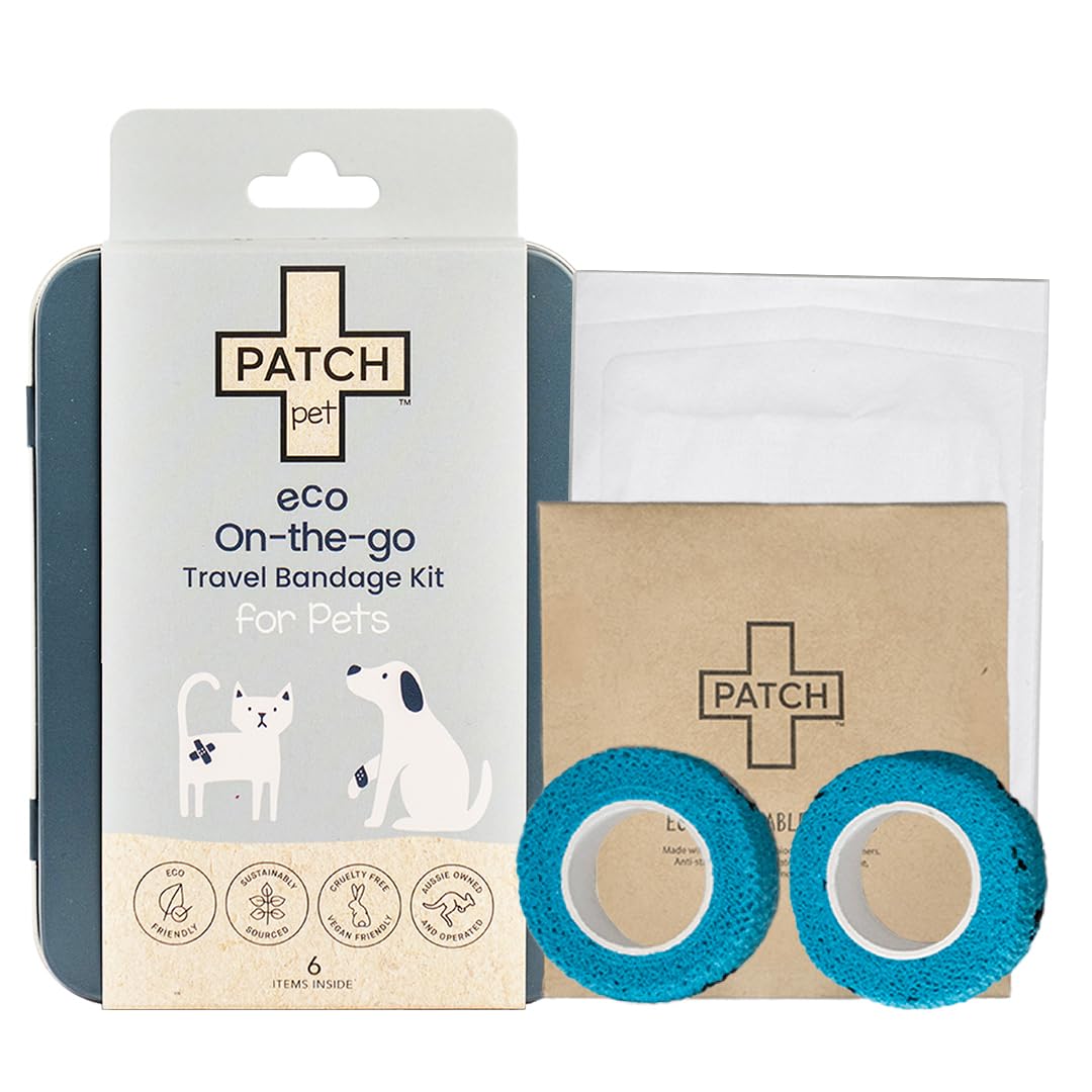 PATCH Eco Pet First Aid Kit for Dogs and Cats. Cat and Dog First Aid Kit with Bandages, Gauze Pads & Glove. Emergency Kit for Animals Including Puppy
