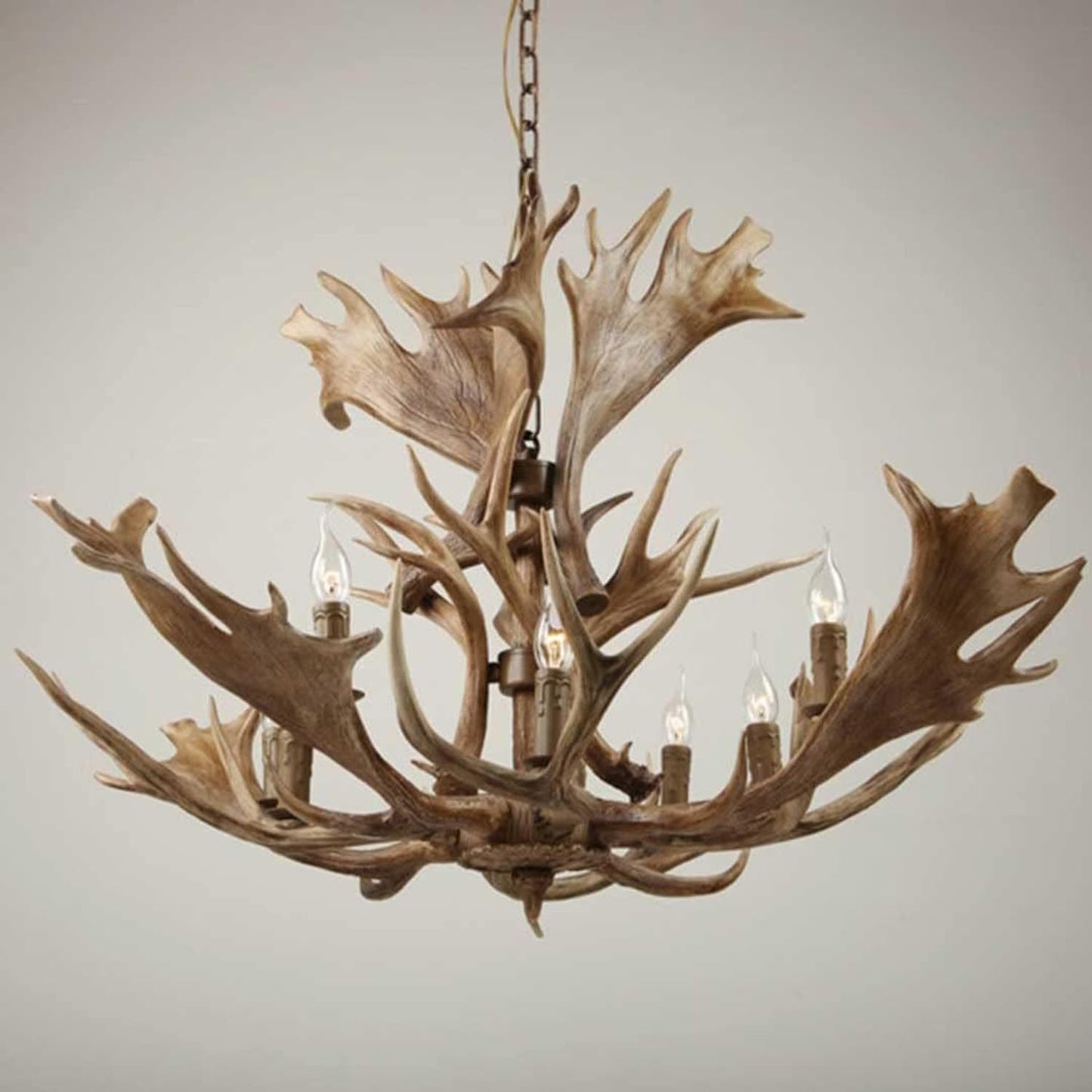 MIXL - Large Resin Deer Antler Chandelier,8-Lights Deer Horn Pendant Light,Rustic Kitchen Island Lighting,Farmhouse Style Chandelier for Hotel Dining Room and Foyer
