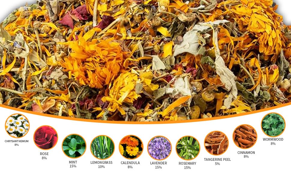 23oz Natural Chicken Nesting Herbs Premixed with Dried Flowers and Herbs for Coop and Run Insulation Bedding Roost House and Nesting Box Pads Bedding Supplies for Laying Hens and Ducks