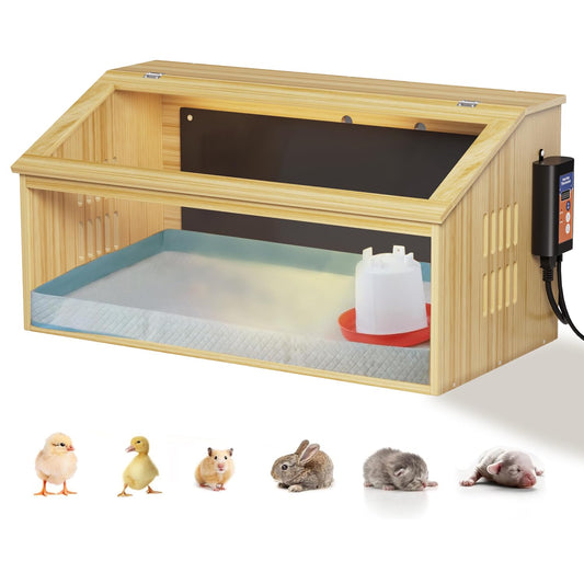 EVERYGROW Brooder Box for Chicks, Chicken Brooder Box with Thermostat & Heating Plate, brooder House for Chicks with Heat, Baby Chicken cage Quails Hamsters for 30 Chicks,31.5"*15.7"*15.7"