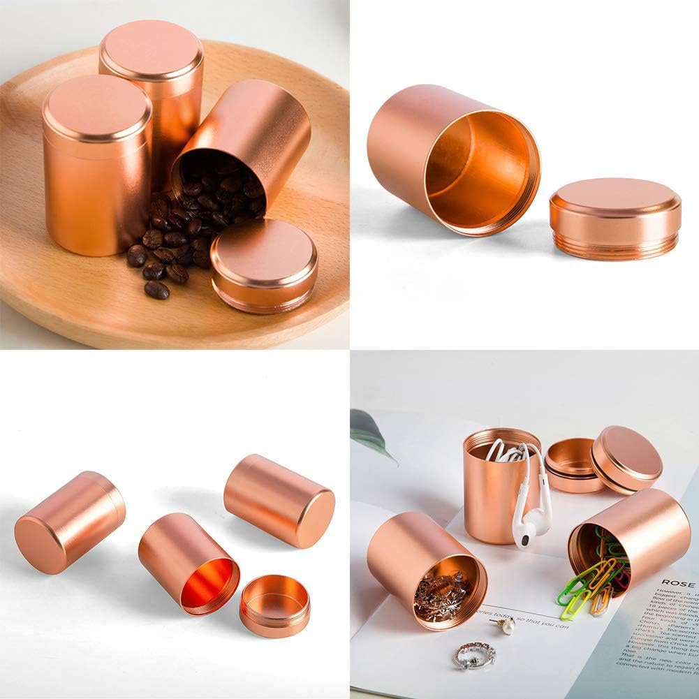 iSnuff Airtight Jar Case - Safe Proof Durable Multi-Use Portable Metal Spice Jar Container. Waterproof Aluminum Screw-top Lid Lock Odor Case (Rose Gold)