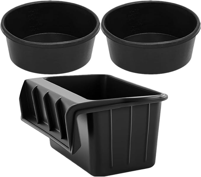 Marsui 3 Pcs Rubber Feed Pan for Horses, 17 Quart Hanging Feeder and 4 Quart Feed Pan Bucket Water Trough Bowl for Horses Dogs Goat Indoor Outdoor Farm Animal