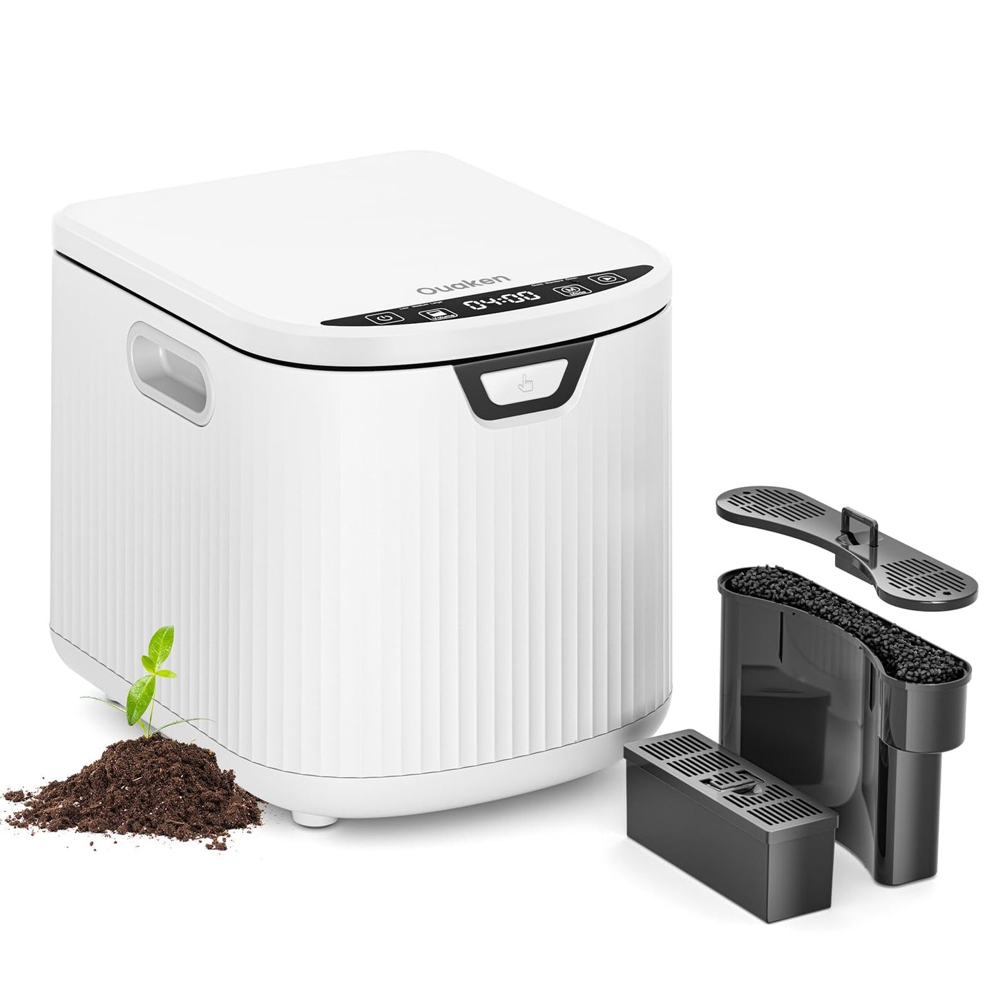 Electric Kitchen Composter,Ouaken 3L Indoor Food Waste Compost Machine Countertop Smart Composting Bin,4-6H Fast Compact Food Recycler for Home with Low Noise,Odorless,Auto-Clean
