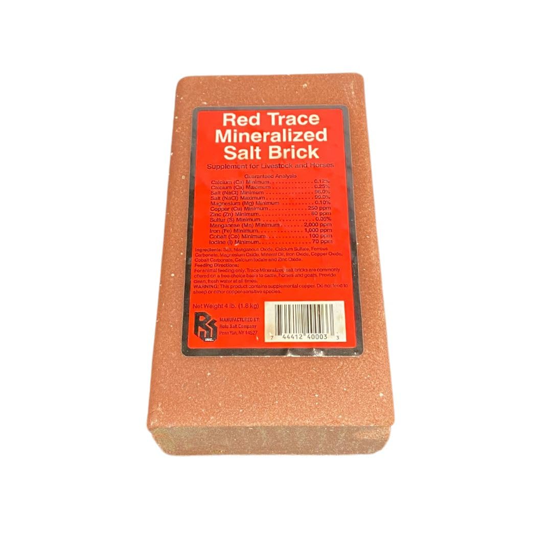 Intrepid International Red Trace Mineral Salt Brick 4 lb - Essential Nutrients for Healthy Animals, Natural Hydration, and Versatile Livestock and Pet Care