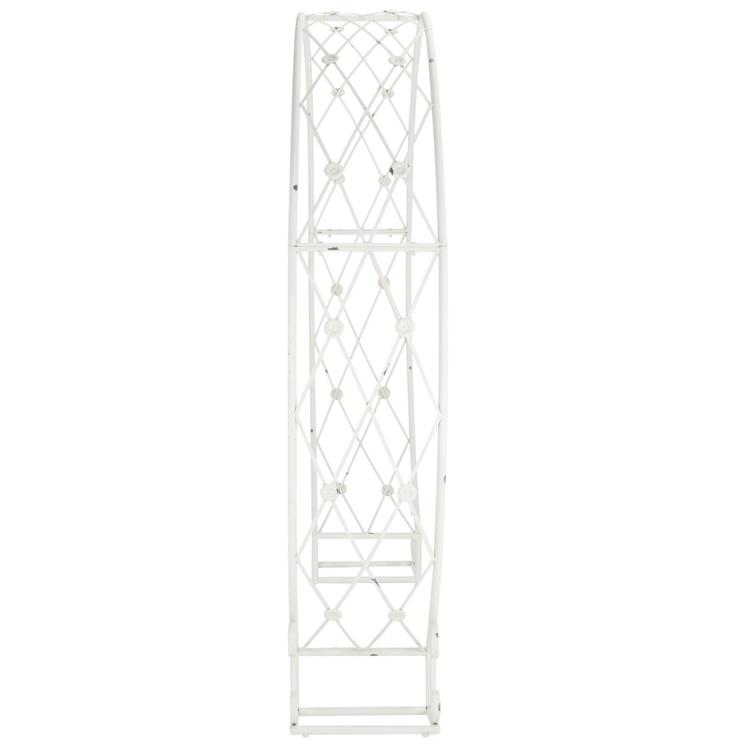 SAFAVIEH Outdoor Collection Mizell Antique White Lattice Wrought Iron Moon Gateway Arbor