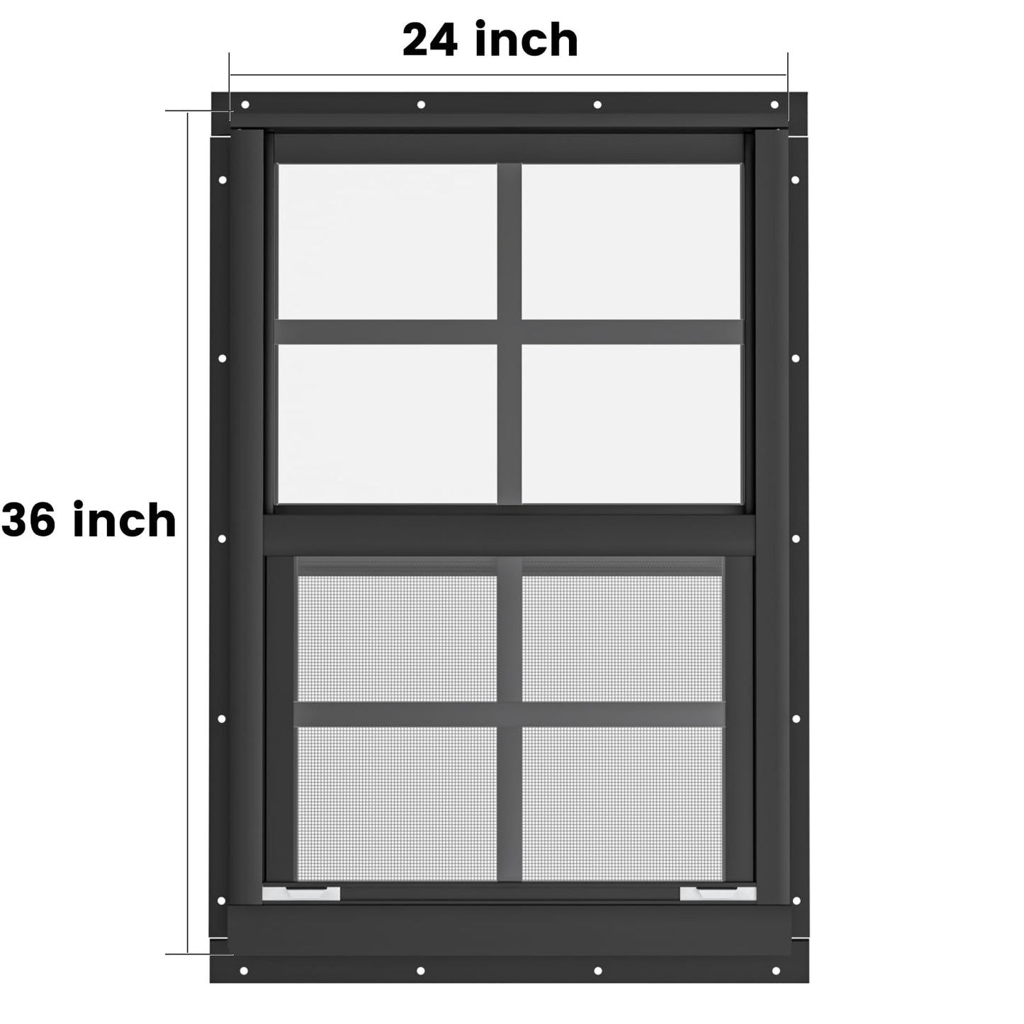 WRISIN 2 Pack Shed Windows 24" W x 36" H Flush Mount, Black Household Windows for Playhouses, Barns, Chicken Coop