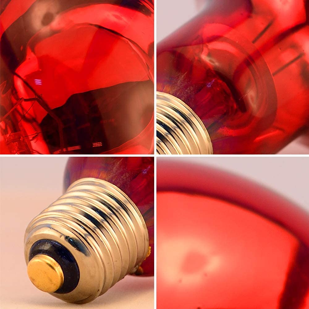 BONGBADA 2 Pack Heat Lamp Bulb R95 125 Watt Red Infrared Glass Lamp Bulb for Food Service, Brooder Bulb, Chicks, Pet, Bathroom, Light Therapy, Reptiles and Amphibian