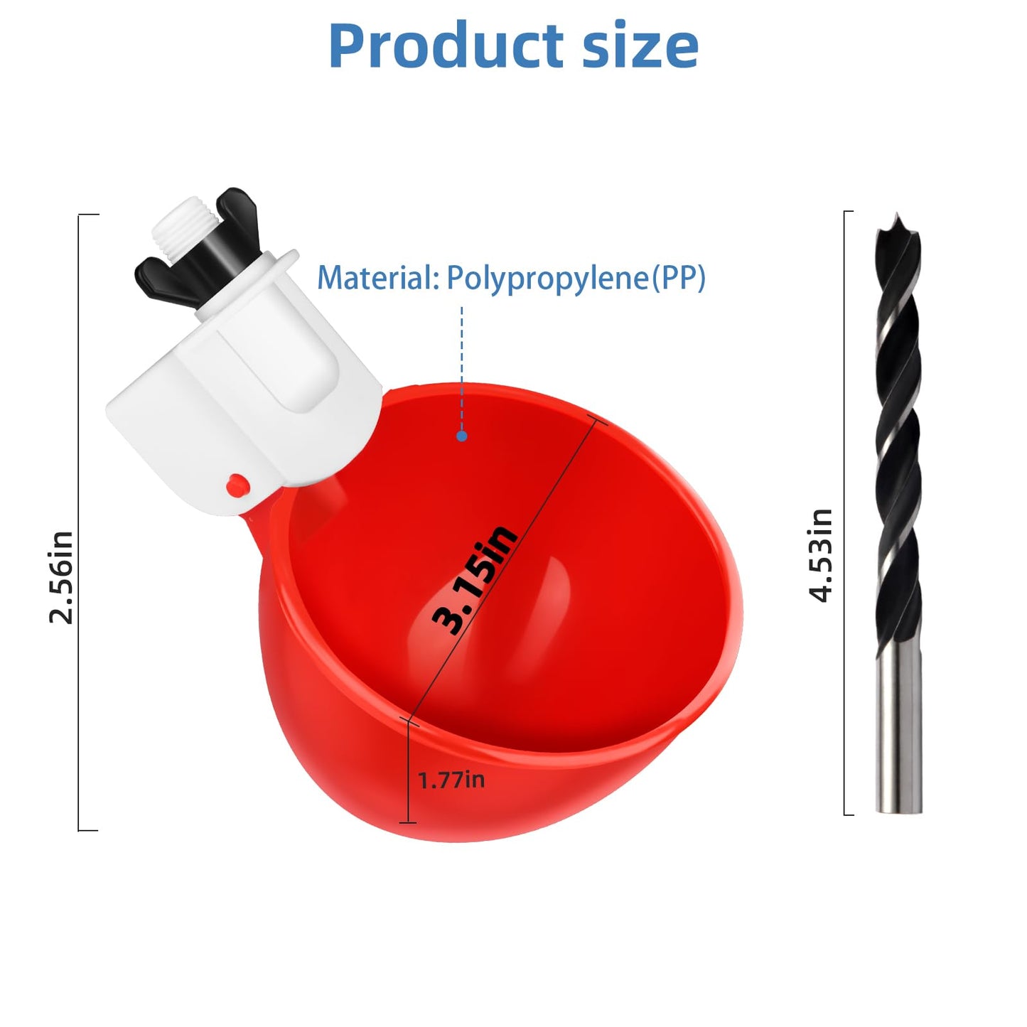 Automatic Chicken Waterer Cups,10 Pack Large Chicken Water Feeder, Universal Tee Fittings Poultry Feeder Cups Suitable for Chicken, Duck, Goose, Turkey with Mounting Hole Opener