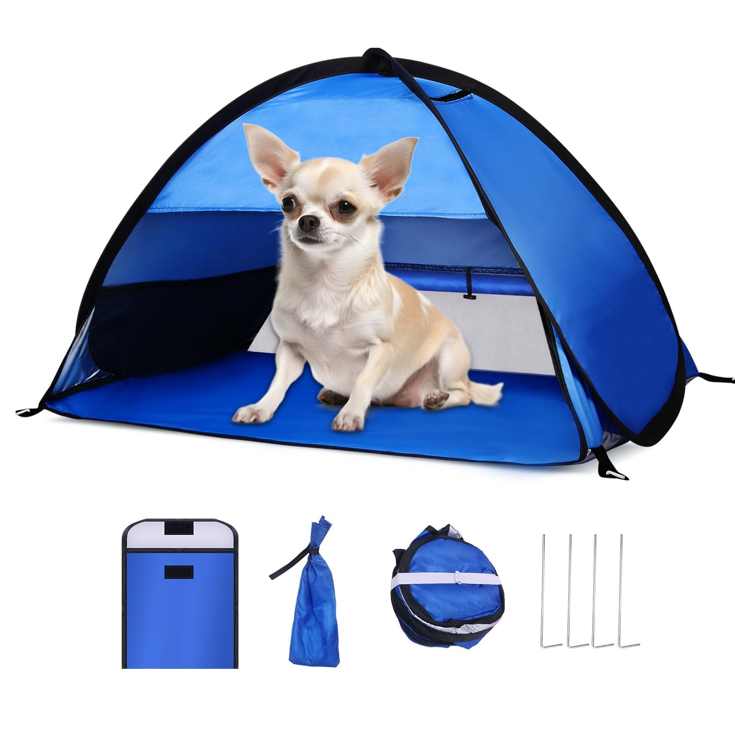 Beach Sun Shelters, Instant Sun Shade Canopy Head PopUp Canopy Automatic Shade Tent for Camping, Portable Windproof Waterproof with Mobile Phone Stand with Tent Nails, with Breathable Mesh, 80cm