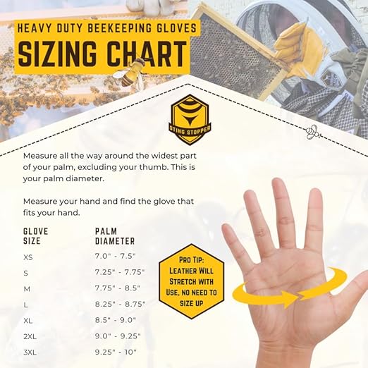 Sting Stopper Heavy Duty Beekeeping Gloves Men Women, Goat Skin Bee Gloves with Short Canvas Cuffs, Sting Proof Bee Keeping Gear | Beekeeper White, 3X-Large