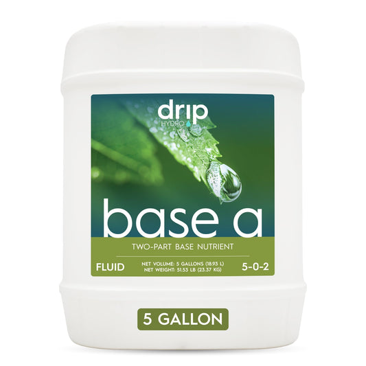 Drip Hydro Base A 5 Gallon | Liquid Nutrient Solution | Essential Macronutrients & Chelated Micronutrients for Hydroponics & Soil Cultivation