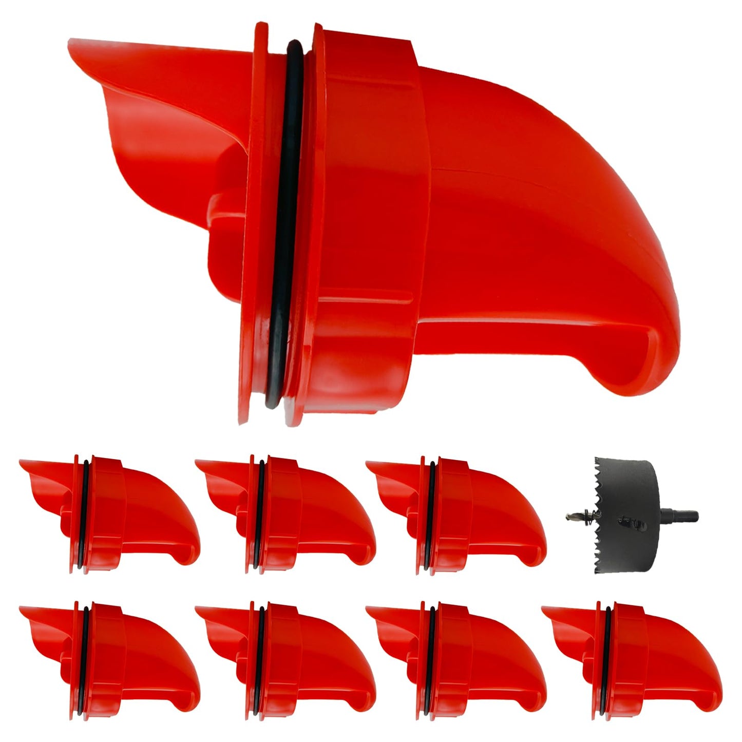 [8 Pack] Aopchry Automatic Chicken Feeder (Red), Chicken Feeders No Waste Feed, Egg Shaped Thickened Design, Rain-Proof, Suitable for Various Poultry, with Mounting Hole Opener