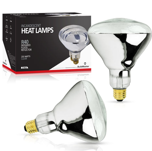 250 Watt Heat lamp Bulb for Bathroom R40 Incandescent Shower Heat Lamp Clear Infrared Bath Light 250R40 Chicken Light Bulb E26 Base 2 Pack
