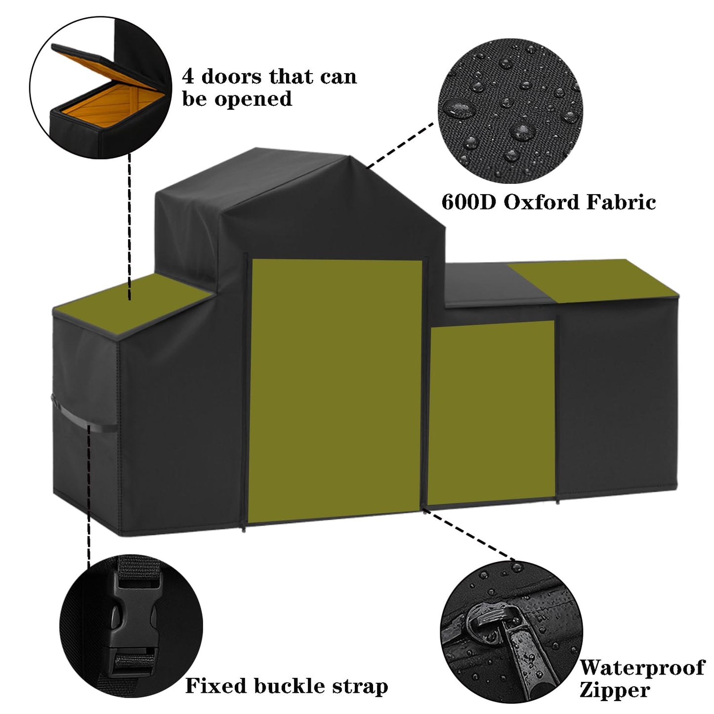 Chicken Coop Cover Waterproof for Outdoor 600D Oxford Small Chicken House Cage Cover with Zipper Doors (Fits 82" x 28" x 46") Suitable for Duck Coop and Rabbit Coop