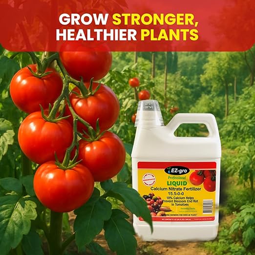 EZ-GRO Calcium Nitrate 15.5-0-0 Fertilizer - Liquid Plant Food, Calcium Nitrate Fertilizer 18% Calcium Prevent Blossom End Rot in Tomatoes, Calcium Nitrate for Tomatoes with Hydroponic Nutrients