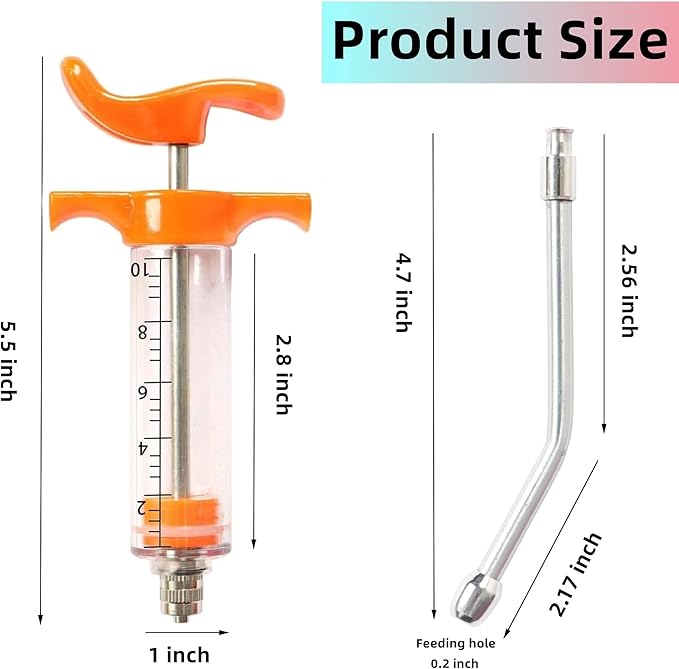 1 Pcs Goats Feed water filler, Drench Nozzle, Reusable, Adjustable Dosage, for Cattle, Sheep, Goats, Horse, Pig, Dog Supplies (Orange 10ml)