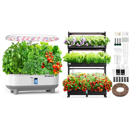 Growell 16 Pods Hydroponics Growing System Kit & 90 Pods Vertical Indoor Garden