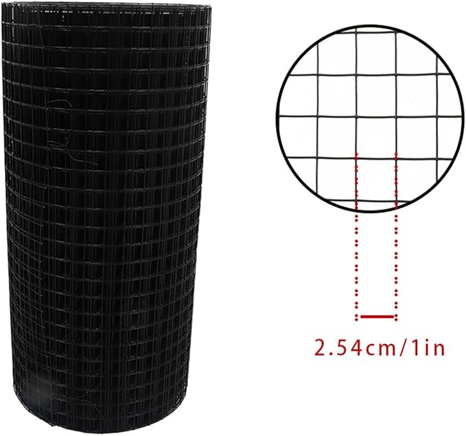 LABLT 24 in x 100 ft Hardware Cloth, 1 in Chicken Wire Fence with Pliers and Glove for Chicken Coop Fences and Poultry Animal Netting (16 Gauge, Black)