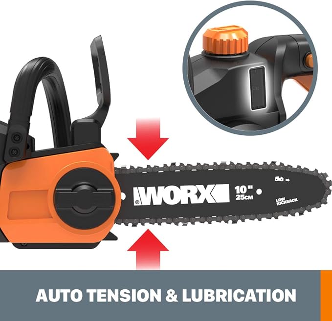 Worx 20V 10" Cordless Chainsaw Power Share with Auto-Tension (Tool Only) - WG322.9