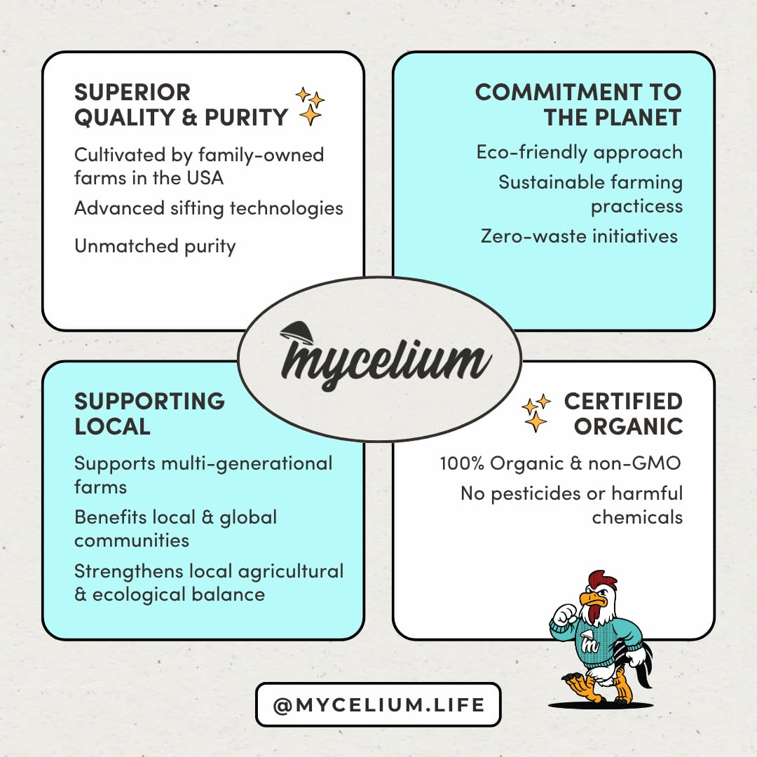 Mycelium Poultry Feed (5 LB Bag) | Organic 3-Grain Scratch for Chickens, Hens, Ducks & Backyard Flocks | High-Energy Daily Nutrition | Cracked Corn, Wheat & Milo | Non-GMO, Made in USA