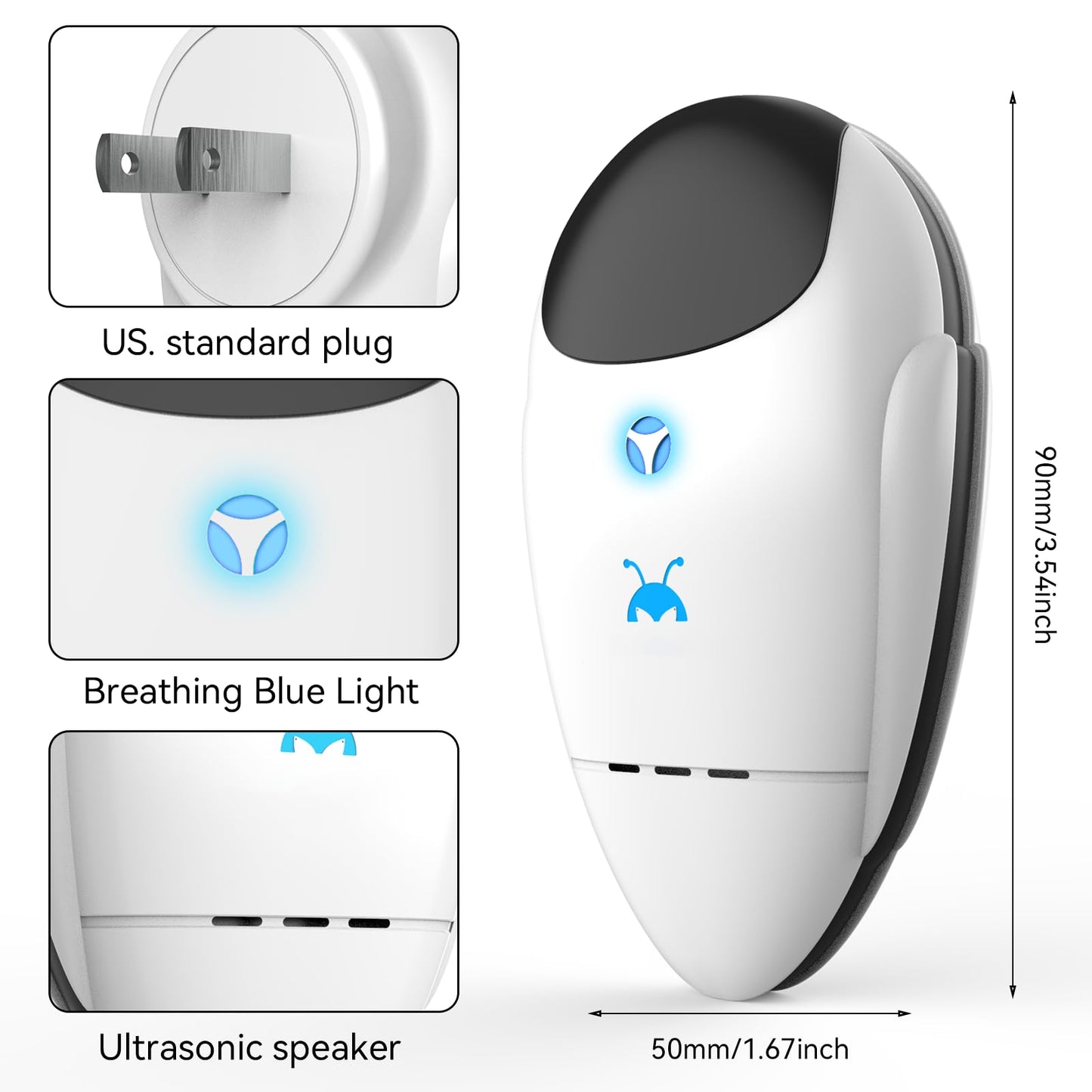 2025 Upgraded Ultrasonic Repeller & Insect Indoor Repeller, Ultrasonic Plug in Repellent for Roach, Rodent, Mouse, Bugs, Mosquito, Mice, Spider, Ant, Electronic Pest Deterrent, 4 Packs